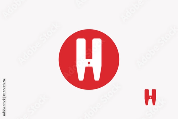 Fototapeta Letter h swing machine pedal stitching  logo design vector image editable