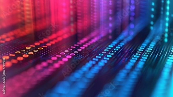 Obraz Quantum coherence maintaining quantum states' integrity for extended periods, crucial for quantum computing and information processing. Background Illustration, Bright color tones, , Minimalism,