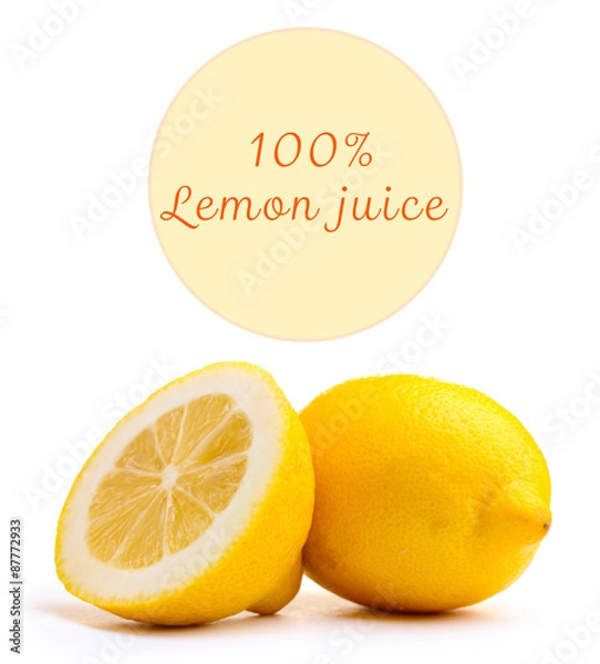 Fototapeta Fresh lemon and space for your text isolated on white