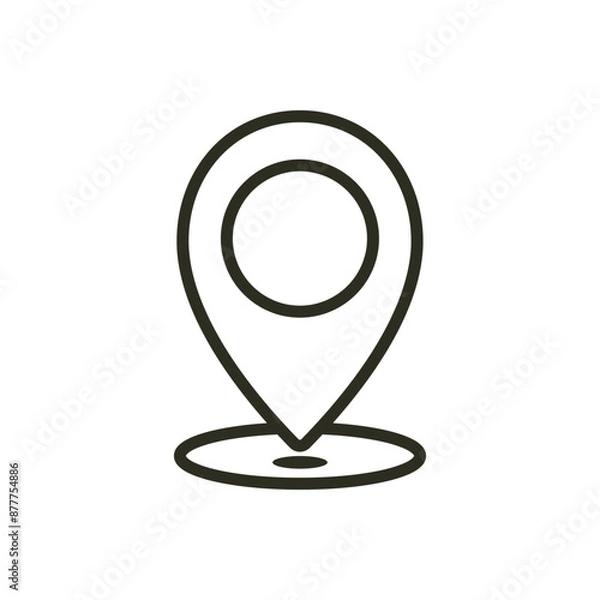 Fototapeta Location point outline icon. Maps pin vector icon. Map address pointer illustration image