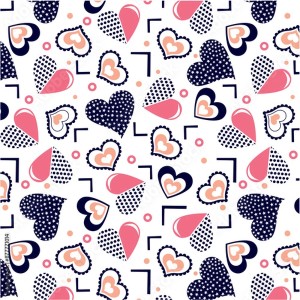 Obraz Decorative Hearts from polkas and stars pattern