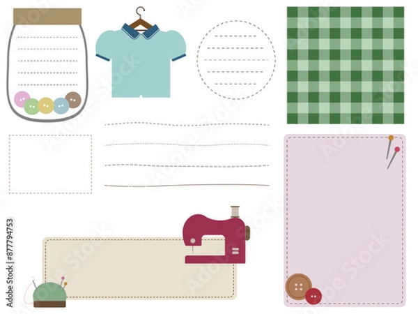 Obraz お裁縫道具がモチーフのイラスト
