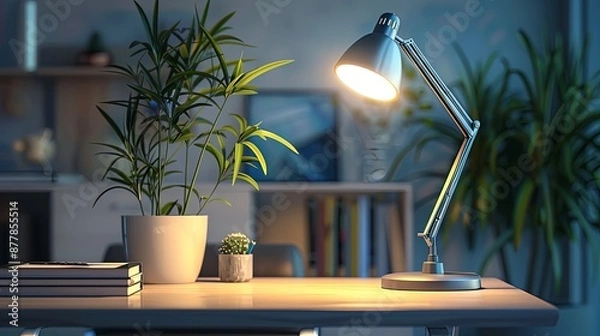 Fototapeta Desk Lamp Illuminating a Workspace