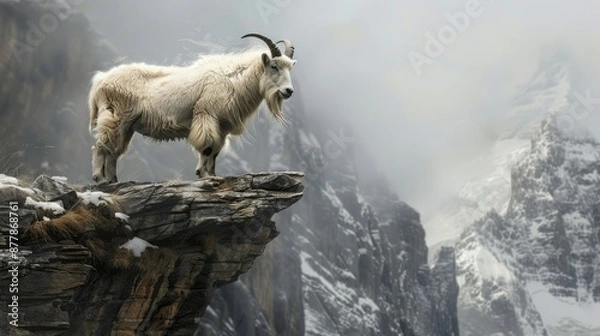 Obraz A majestic mountain goat standing on a cliff