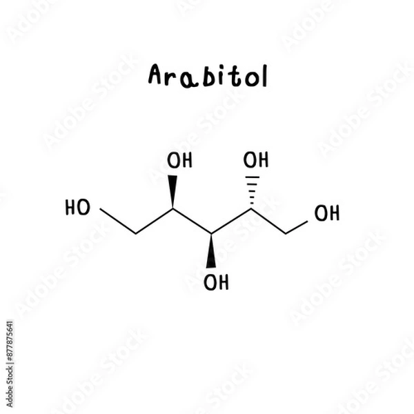 Fototapeta Molecular structure of Arabitol illustration