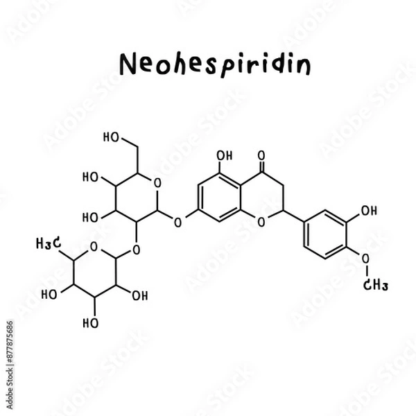 Fototapeta Molecular structure of Neohespiridin illustration