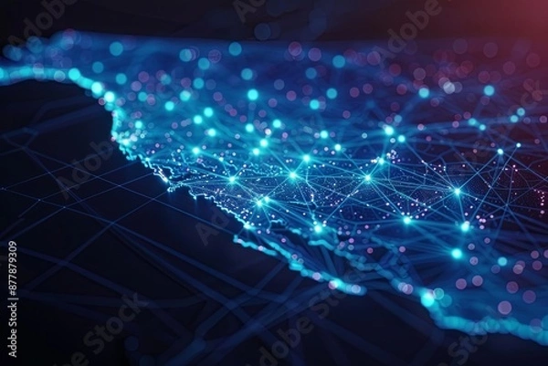 Fototapeta Digital map of California US Network Connection created with Generative AI