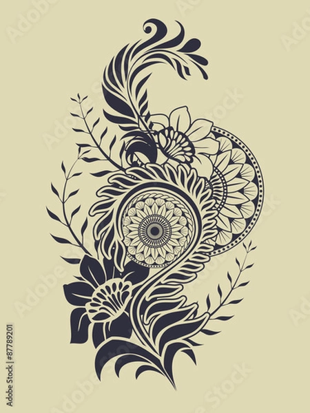 Obraz Floral Ornament with abstract elements