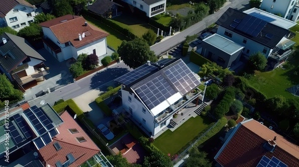 Fototapeta Home with Solar Panels on the Roof generated with AI