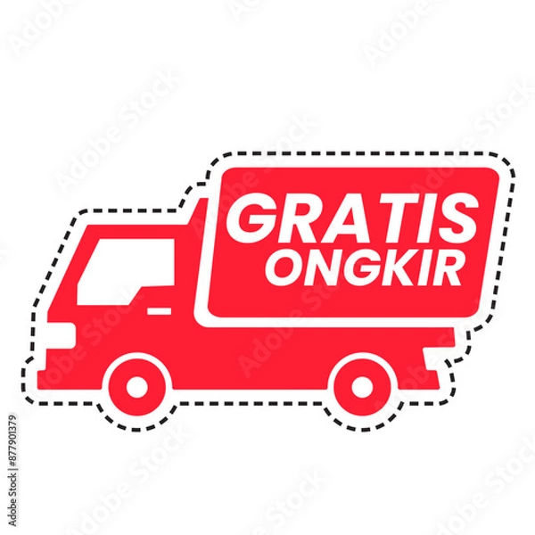 Fototapeta TRUCK PICK UP DELIVERY SHIPPING WITH OUTLINE DASHED