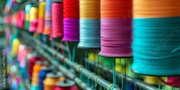 Fototapeta Cutting-Edge Textile Technology: Enhancing Yarn Spooling and Fabric Manufacturing Efficiency