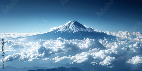 Fototapeta 青い紫陽花と空と白い雲