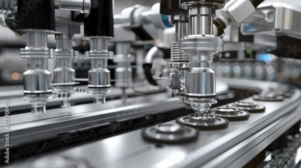 Fototapeta Precision Bottling in Automated Factory