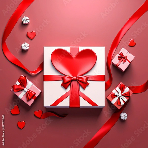 Obraz Valentine's Day background design with gift boxes.Generated Ai
