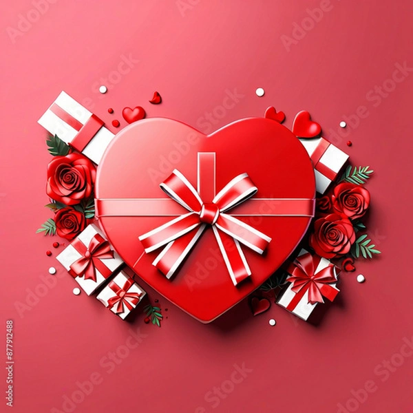 Obraz Valentine's Day background design with gift boxes.Generated Ai