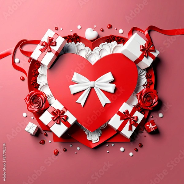 Obraz Valentine's Day background design with gift boxes.Generated Ai