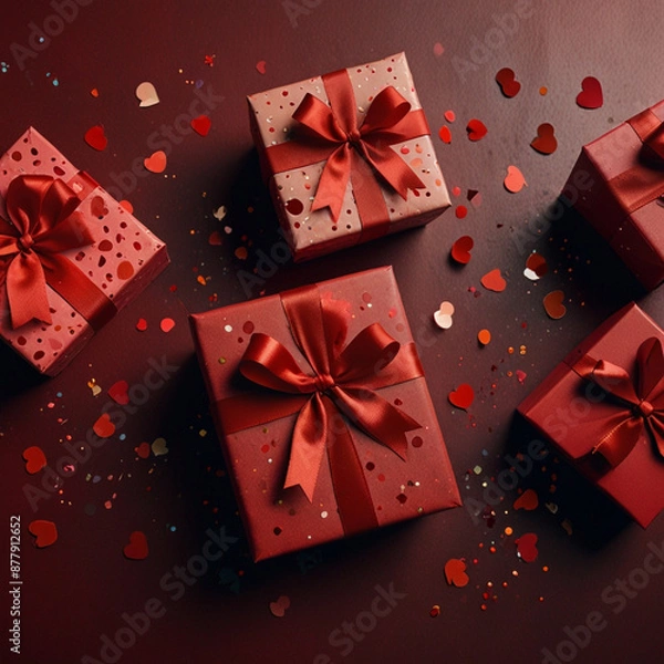 Obraz Valentine's Day background design with gift boxes.Generated Ai