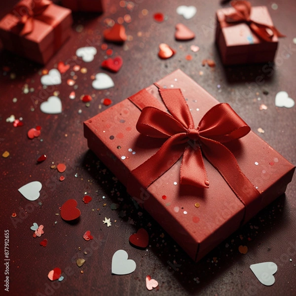 Obraz Valentine's Day background design with gift boxes.Generated Ai