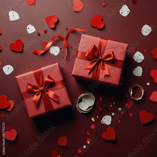 Obraz Valentine's Day background design with gift boxes.Generated Ai