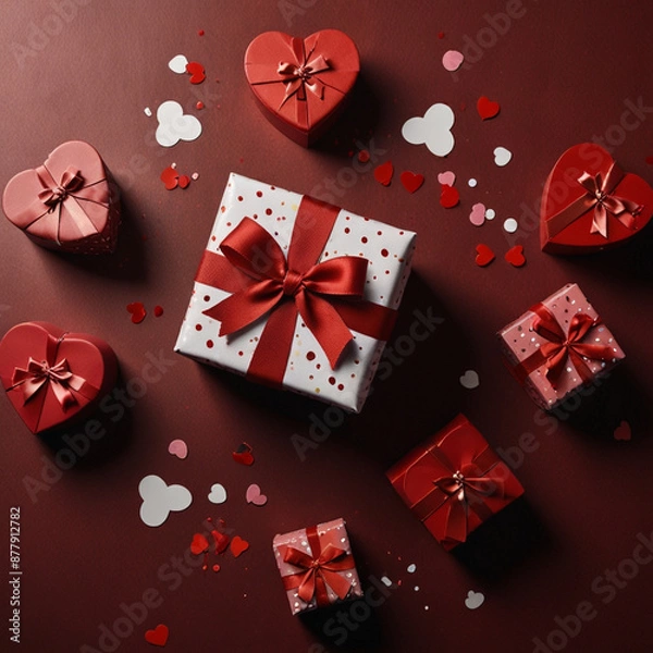 Obraz Valentine's Day background design with gift boxes.Generated Ai