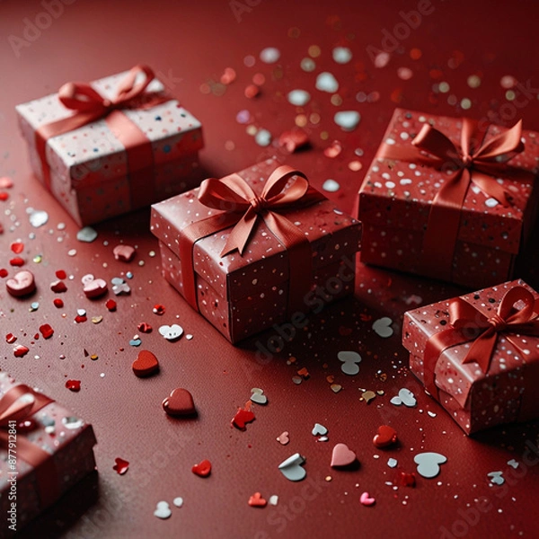 Obraz Valentine's Day background design with gift boxes.Generated Ai