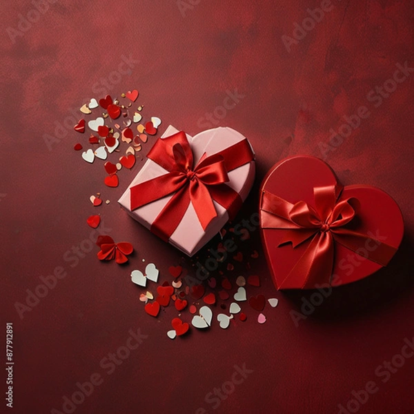 Obraz Valentine's Day background design with gift boxes.Generated Ai