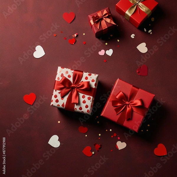 Obraz Valentine's Day background design with gift boxes.Generated Ai