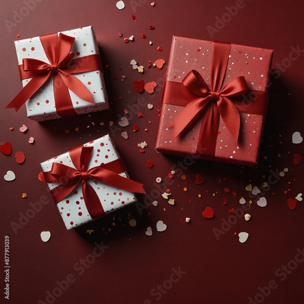 Obraz Valentine's Day background design with gift boxes.Generated Ai