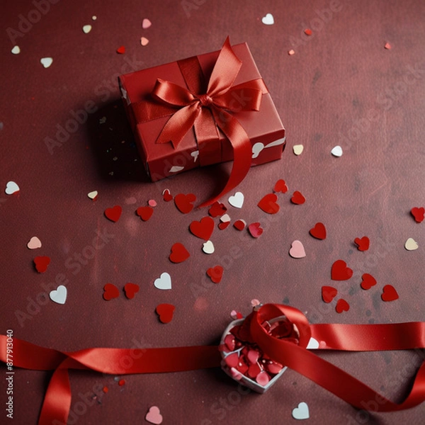 Obraz Valentine's Day background design with gift boxes.Generated Ai