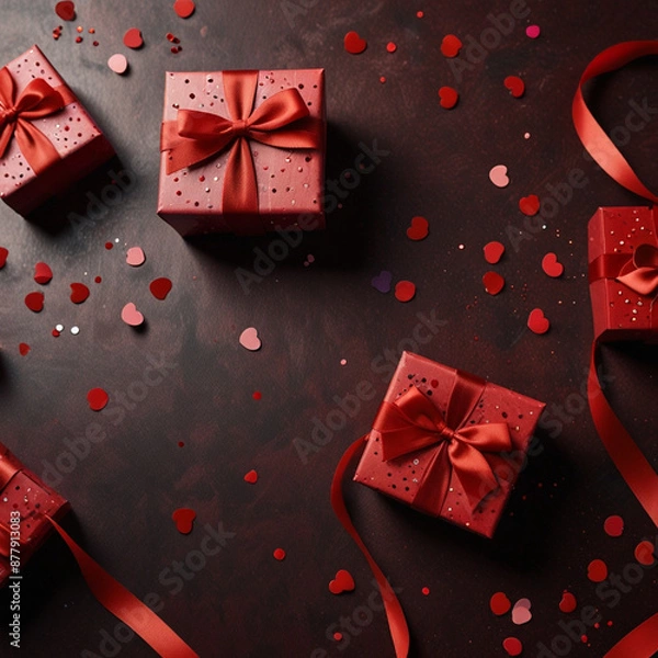 Obraz Valentine's Day background design with gift boxes.Generated Ai