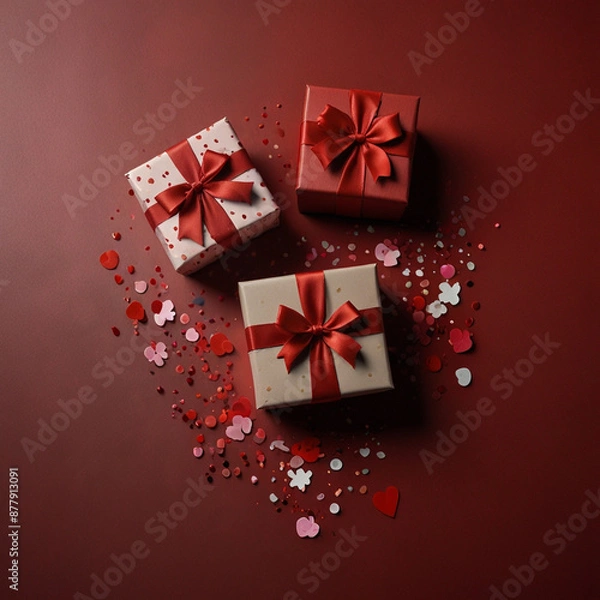 Obraz Valentine's Day background design with gift boxes.Generated Ai