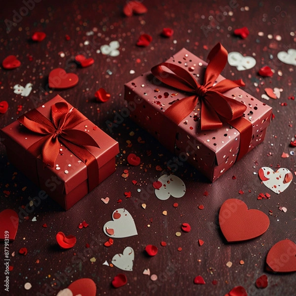 Obraz Valentine's Day background design with gift boxes.Generated Ai