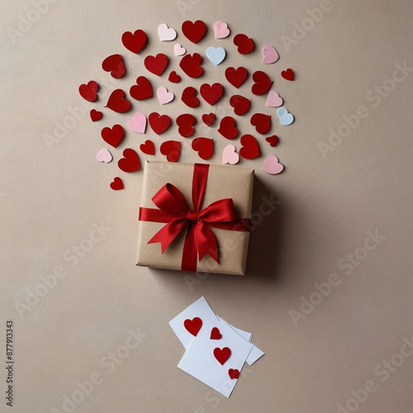 Obraz Valentine's Day background design with gift boxes.Generated Ai