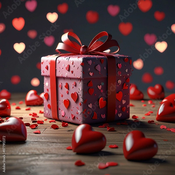 Obraz Valentine's Day background design with gift boxes.Generated Ai