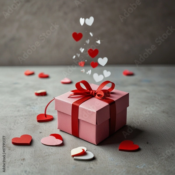 Obraz Valentine's Day background design with gift boxes.Generated Ai