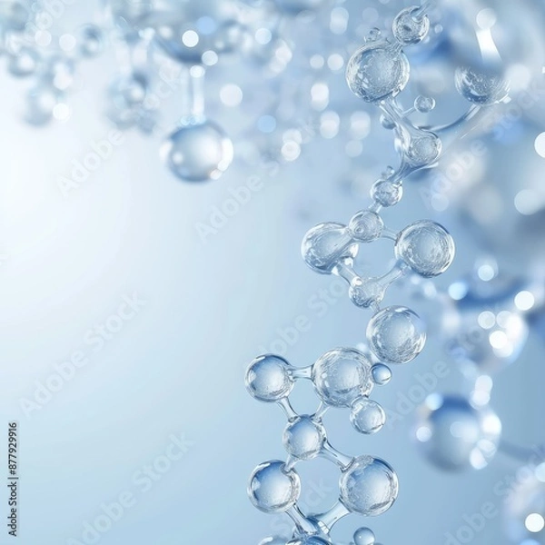 Fototapeta Abstract Blue Molecules Structure on Gradient Backdrop