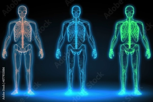 Fototapeta Human Body Diagnostic Scans in Three Variations