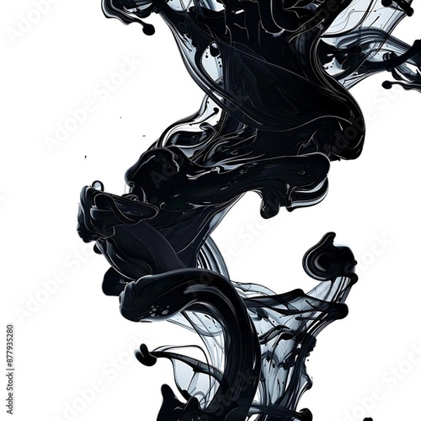 Fototapeta Abstract Black Ink Splashes on White Background Illustration