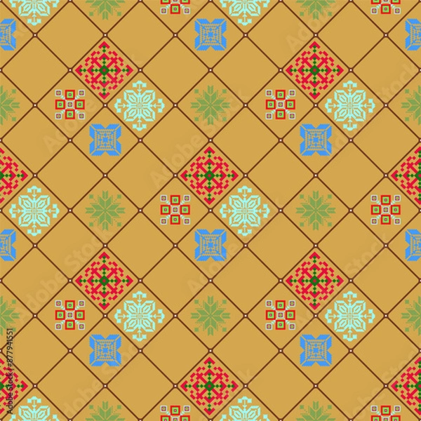 Fototapeta Seamless pattern. Aztec geometric vector background. Can be used in textile design, web design for making of clothes, accessories, decorative paper, backpack, wrapping, envelope, tile, etc.