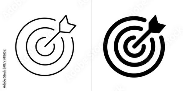 Fototapeta Target stroke and solid web icon set. Vector illustration