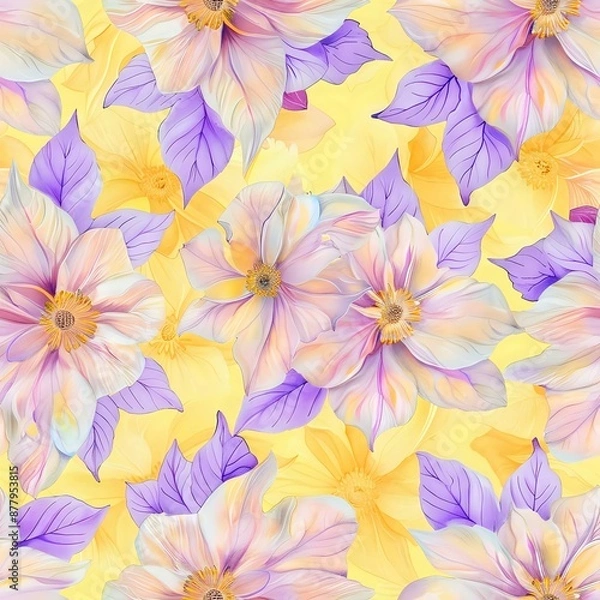Fototapeta Complex Floral Design with Light Purple Leaves