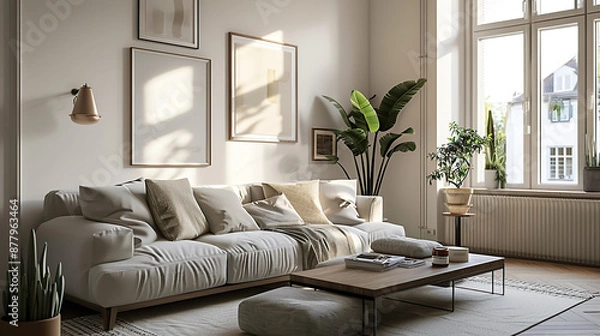 Fototapeta Modern architecture living room interiors