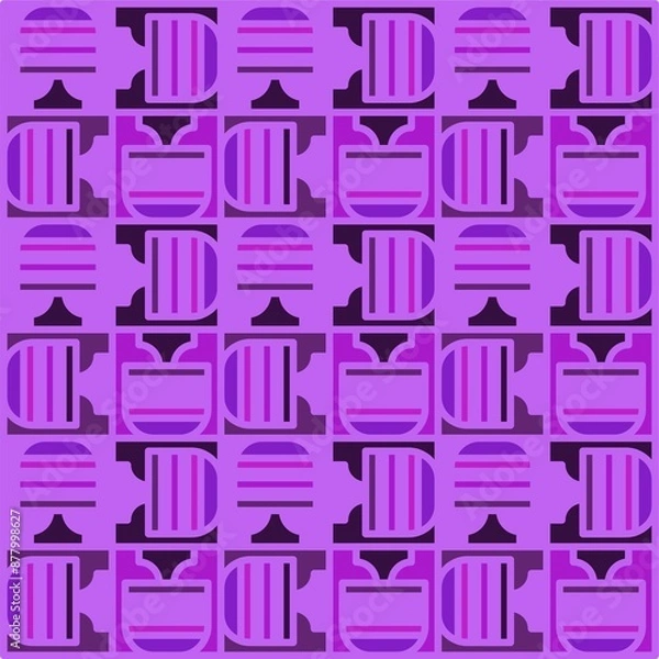 Fototapeta Beautiful of Colorful Purple Lamp Shape, Repeated, Abstract, Illustrator Pattern Wallpaper. Image for Printing on Paper, Wallpaper or Background, Covers, Fabrics