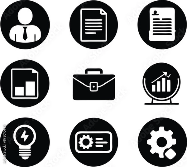 Fototapeta set of business icon illustration.idea, contact, target, organization, community, network, technology, businessman