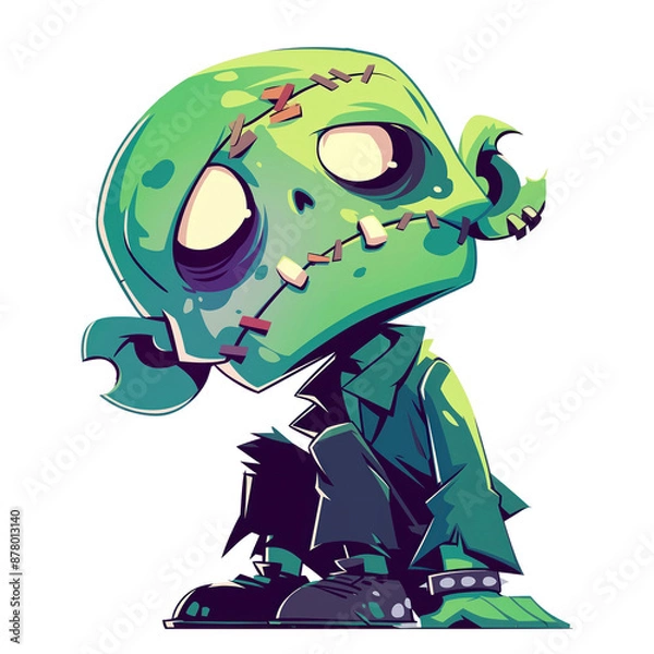 Fototapeta Illustration of a zombie sitting sadly

