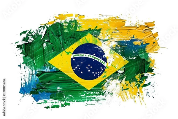 Obraz Abstract Brazil flag paint scratches grunge on white background
