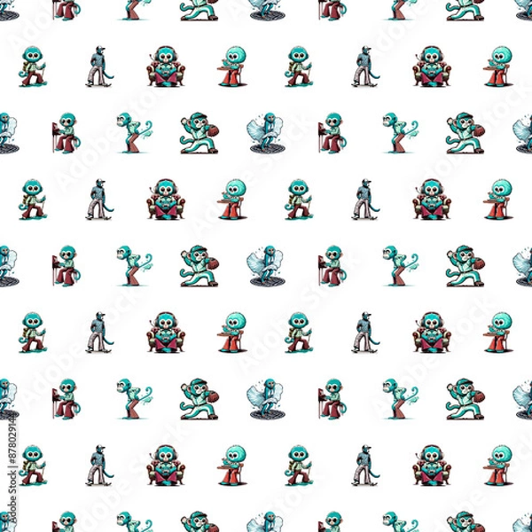 Fototapeta cartoon Monkey tile background