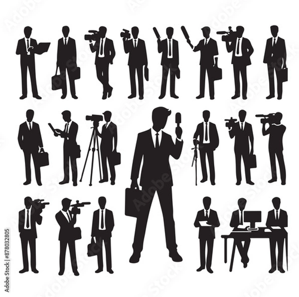 Obraz Vector set of reporters illustration