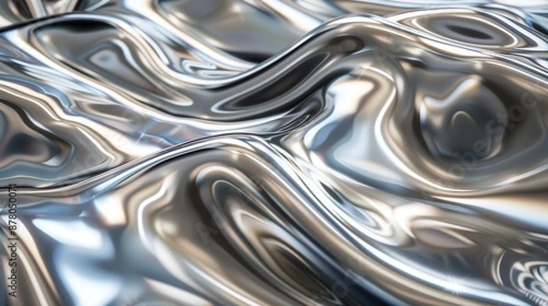 Fototapeta A close-up of a silver, wavy texture