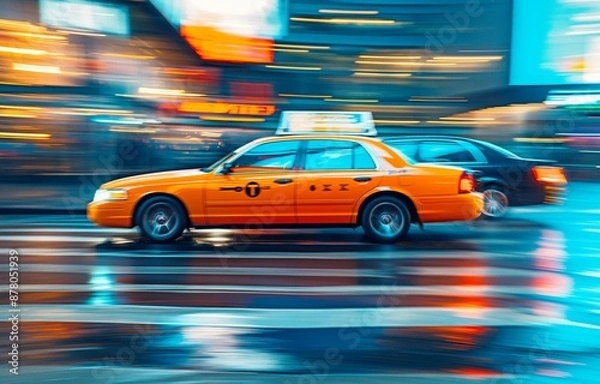 Fototapeta automobiles moving with a blurry motion